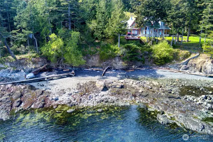 Waterfront and house in background