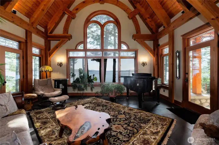 Living room looks NW to Orcas Island