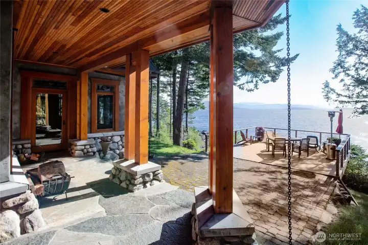 waterfront covered area off social nook looking the waterfront deck, faces north.