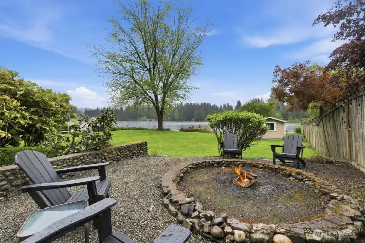 No lakeside retreat is complete without a huge fire pit!