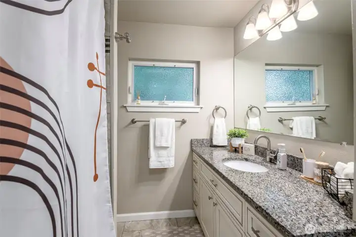 Full bath cabinets & counters updated & match kitchen