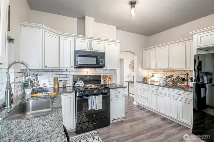Granite counters, even an additional buffet space