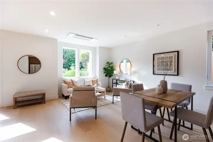 Living/Dining room with tons of natural light Living/Dining room with tons of natural light