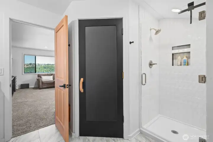 Harvia Dry and Wet Sauna located in the loft bathroom.