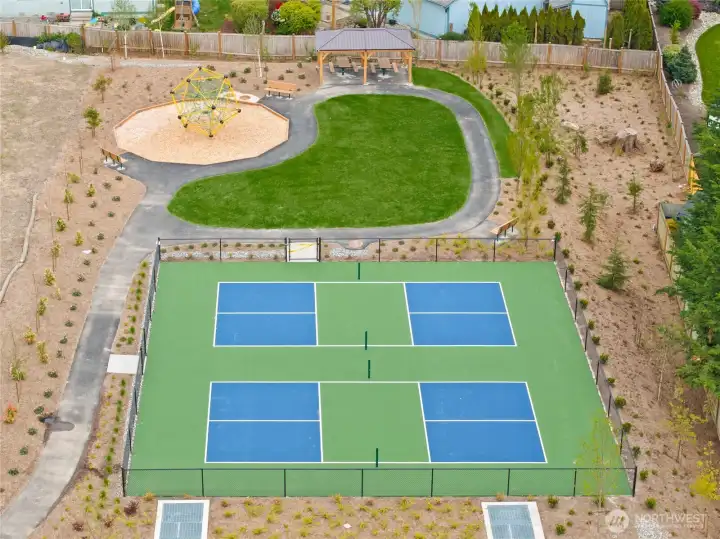 Bakerview offers a sport court, play structures, picnic shelters and pickleball!