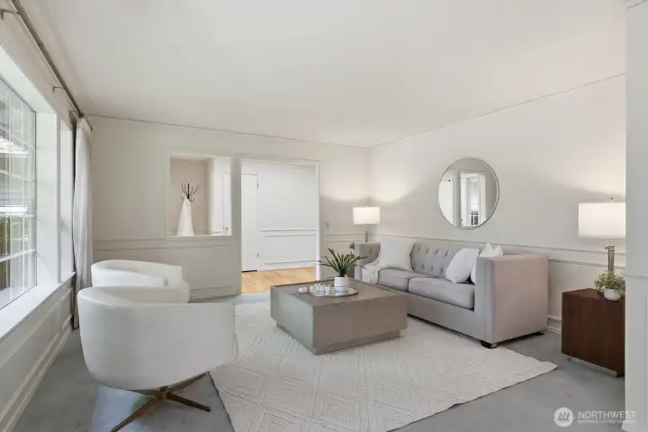 looking from the dining room into the living room