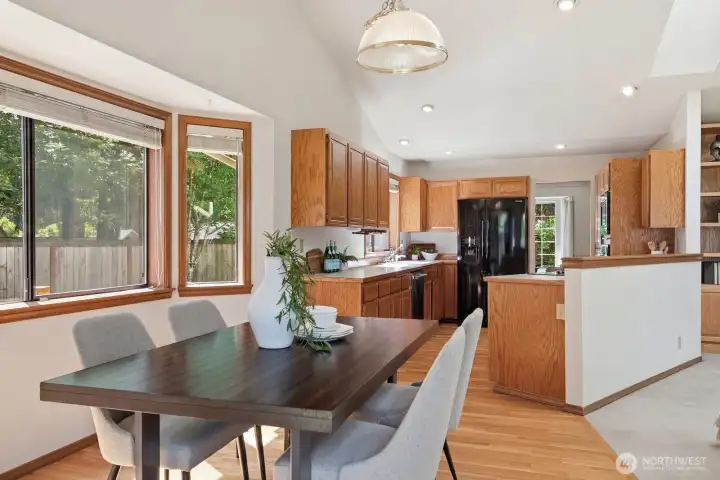 Looking into the open kitchen