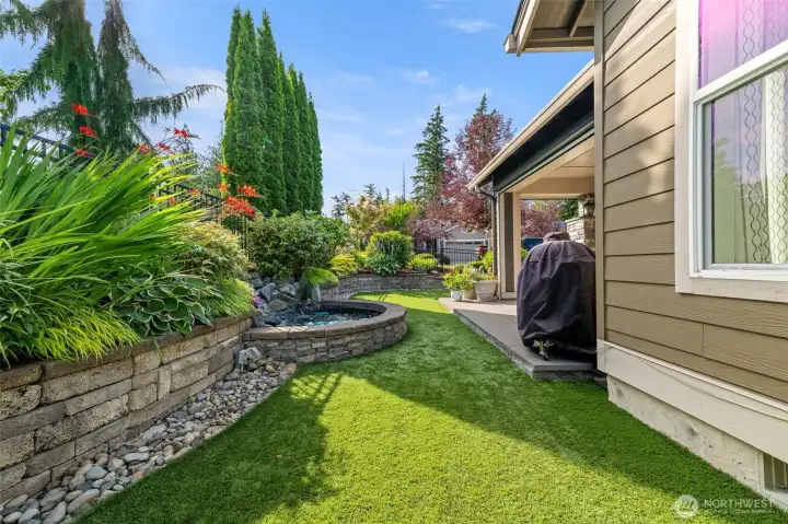 mature landscaping and turf to bring maintenance down