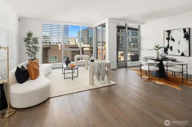 Large living and dining room with open concept
