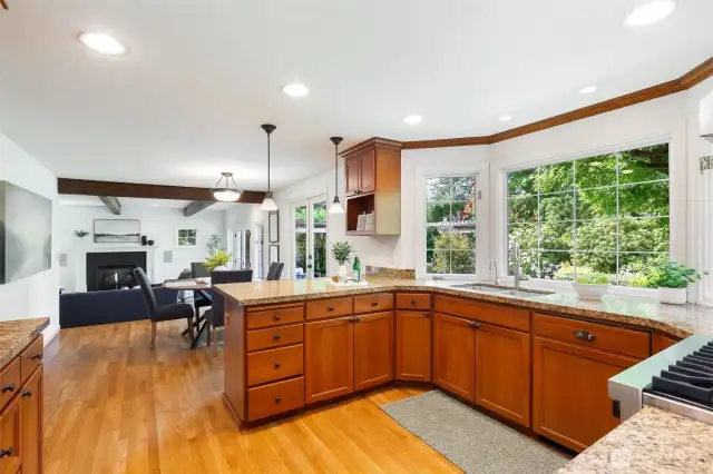 The heart of the home with open connection to the informal dining space and family room and a wonderful connection to the backyard.