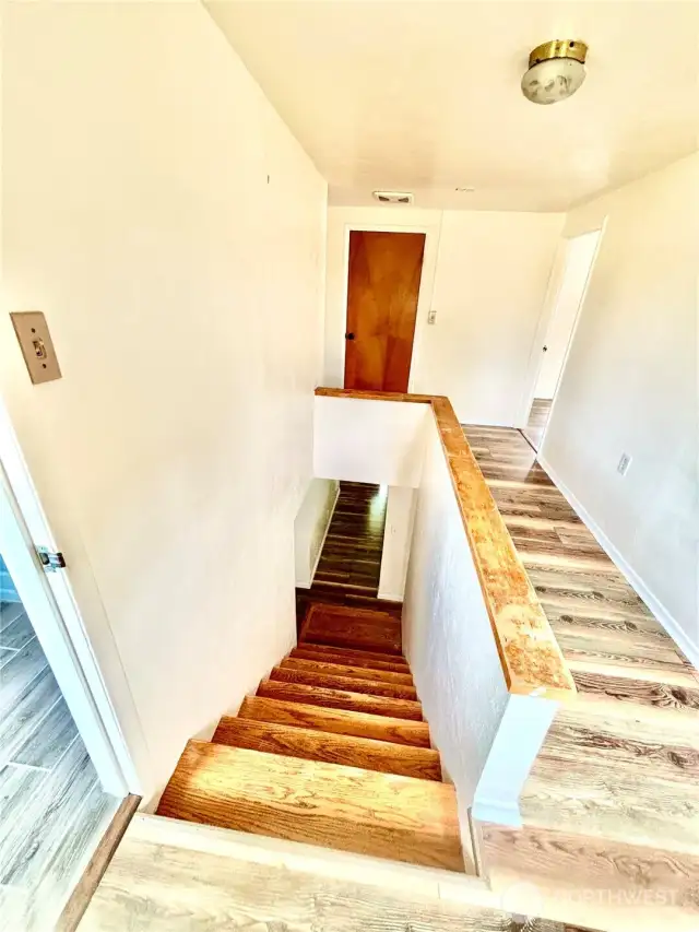 View of stairwell, to lower, main floor