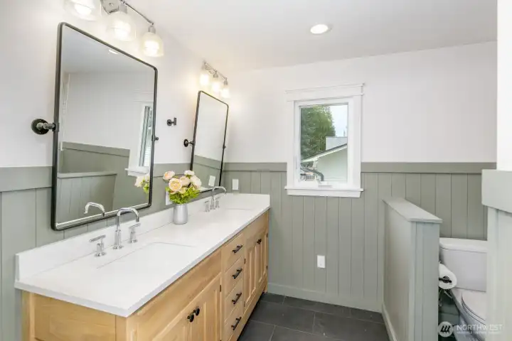 luxury bath with heated flooring