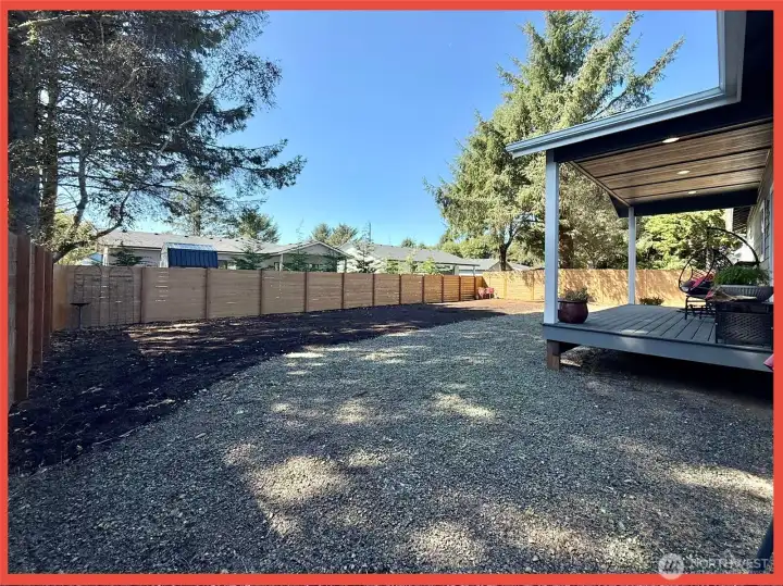 Fully fenced back yard.