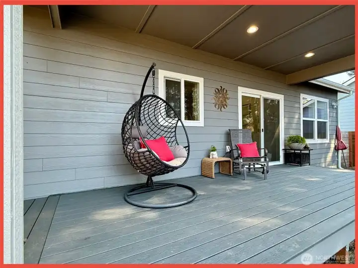 Covered back deck. Trex decking.