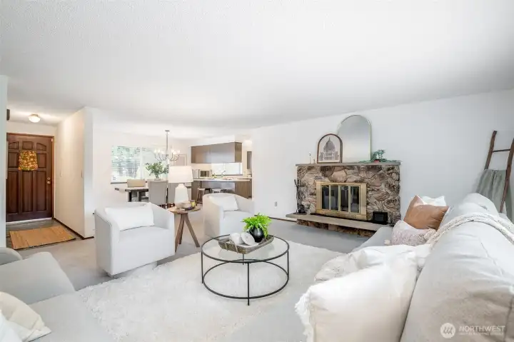 Picture yourself on cozy winter days with a fire warming the space