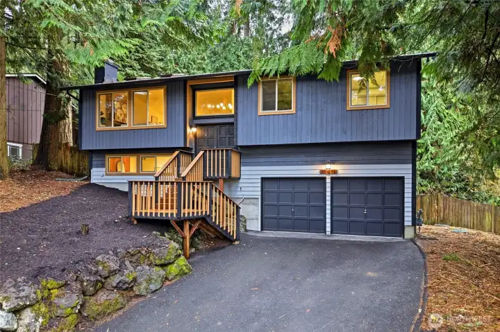 Private driveway leading up to the house
