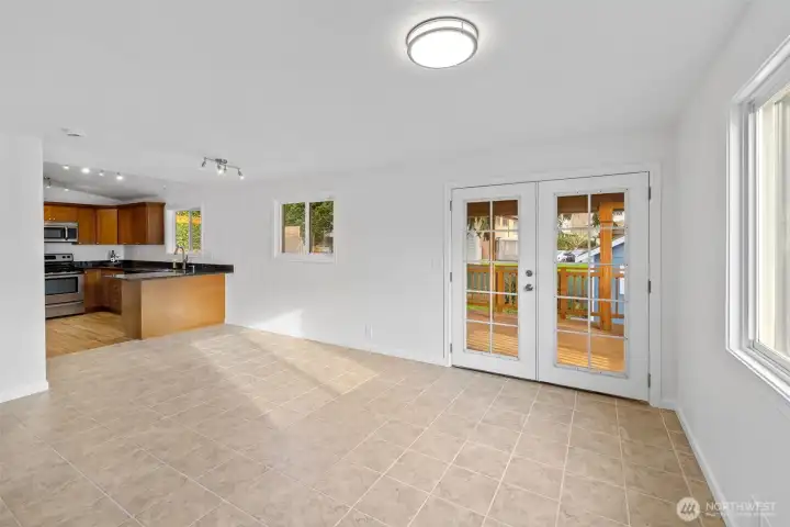 Dining room with backyard access