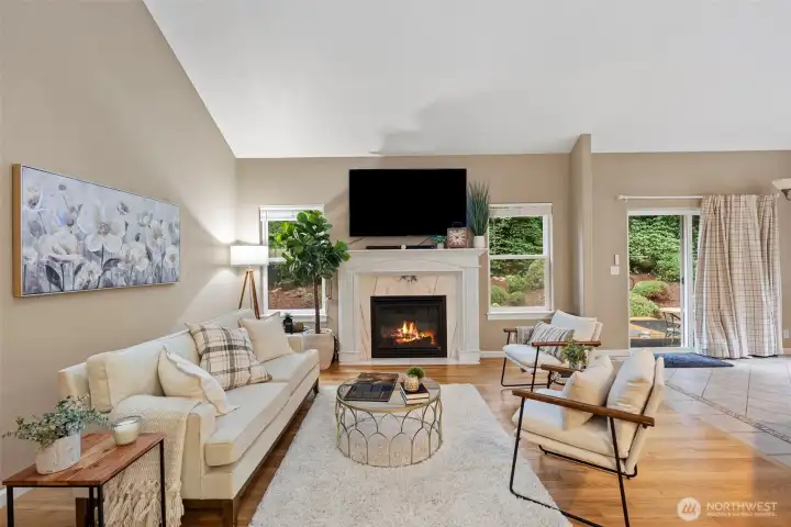 Formal living room with gas fireplace