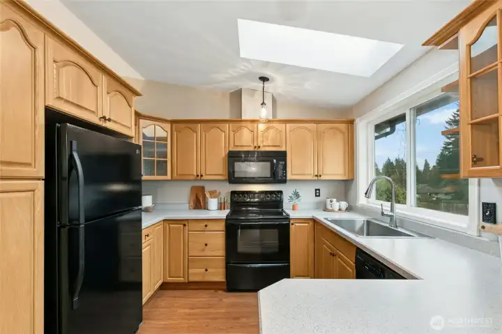 Skylight in the kitchen adds even more stunning light into the south side of the house!