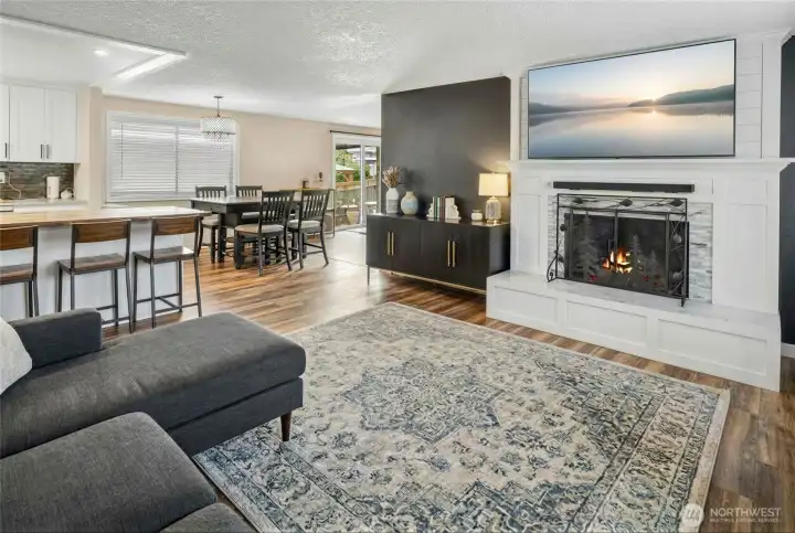 Virtually staged living room view 1