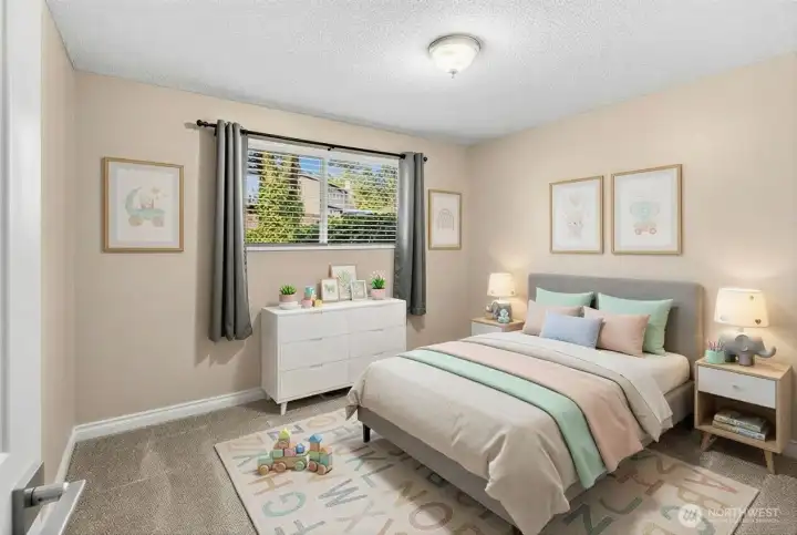 Virtually staged 2nd bedroom