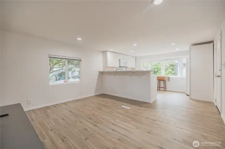 Open Living Area & Kitchen Bar