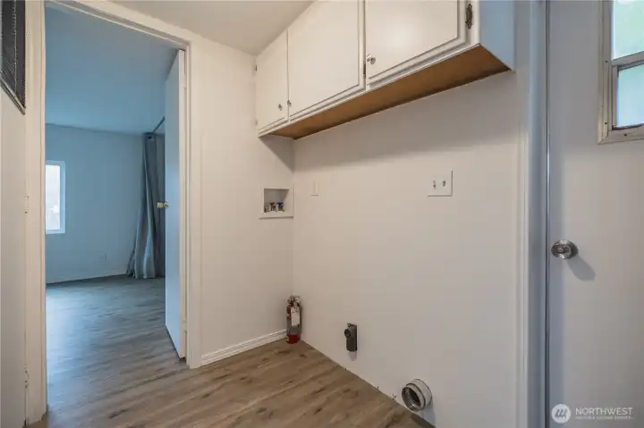 Hallway with Storage Cabinets