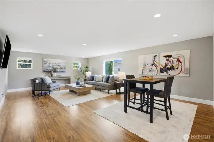 Oversized bonus room with recessed lighting, abundant natural light, and plenty of space for multiple living and entertainment areas.