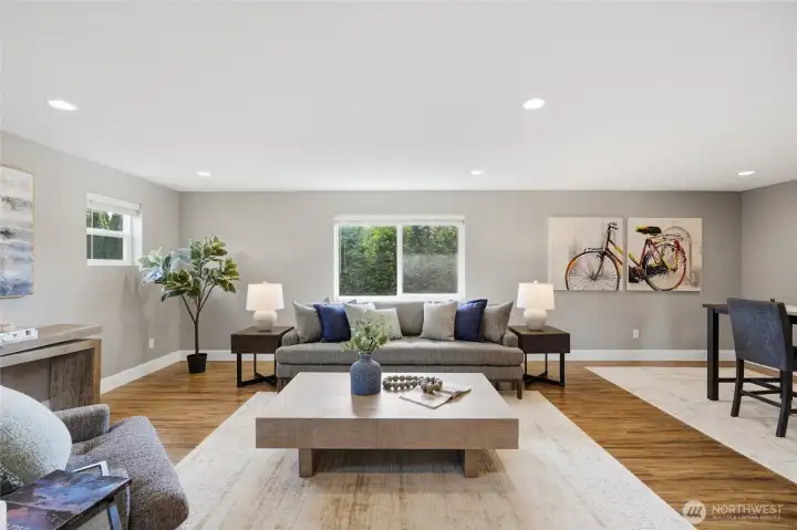 Versatile living space easily accommodates a media area, game room, office, or lounge.