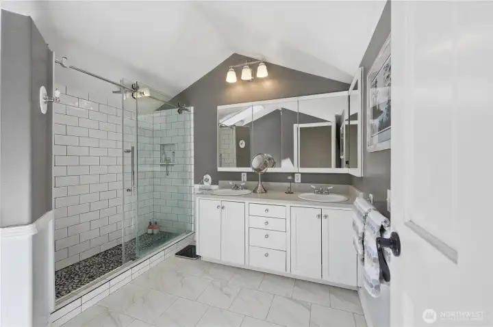 Updated main floor guest bathroom. Updated main floor guest bathroom.
