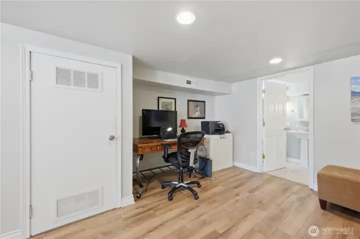 Fully finished daylight basement flexible space for work or play. Fully finished daylight basement flexible space for work or play.
