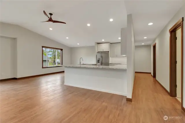 Front door is down the hall to the right, with Garage bedroom and shared bathroom in a convenient location.