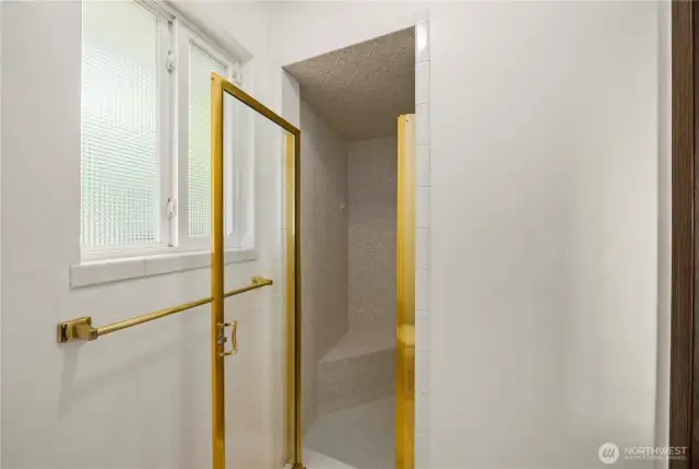 Large, enclosed walk in shower