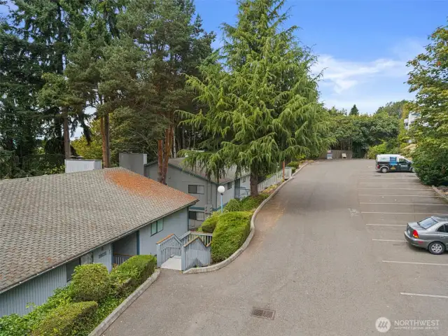 Complex parking area.