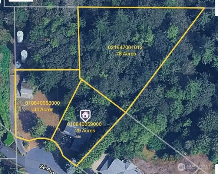 Three included parcels - rough map to show relationship only. Buyer to verify lot lines.