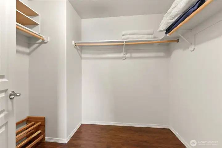Spacious walk-in closet in the second floor bedroom.