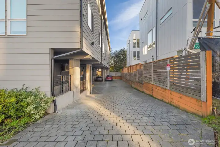 Large designated off-street parking spot.