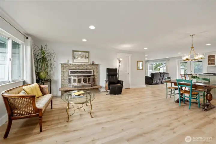 Cozy wood burning fireplace