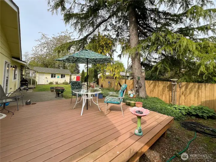 Composite deck, fenced back yard, very private and spacious.