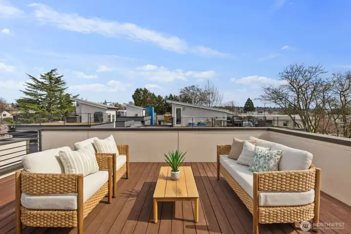 Spacious rooftop deck