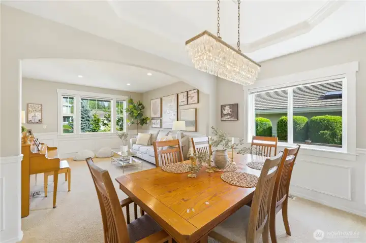 A view from the dining room back into the inviting living room.