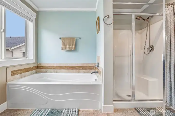 Primary suite soaking tub with shower Primary suite soaking tub with shower