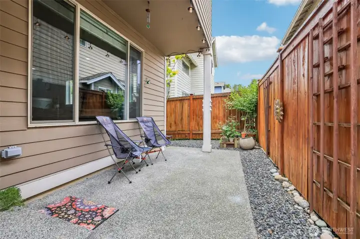 Back patio fully fenced low maintenance Back patio fully fenced low maintenance