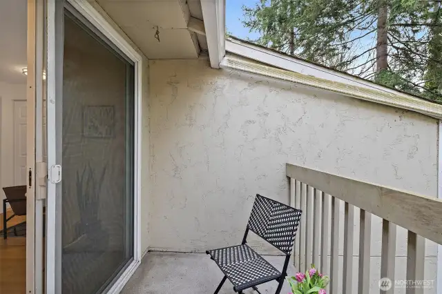 west-facing deck with storage room