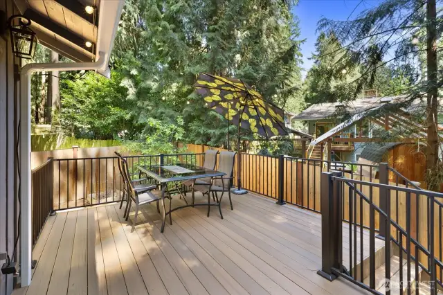 Beautiful new low maintenance Trex deck ready for enjoyment.