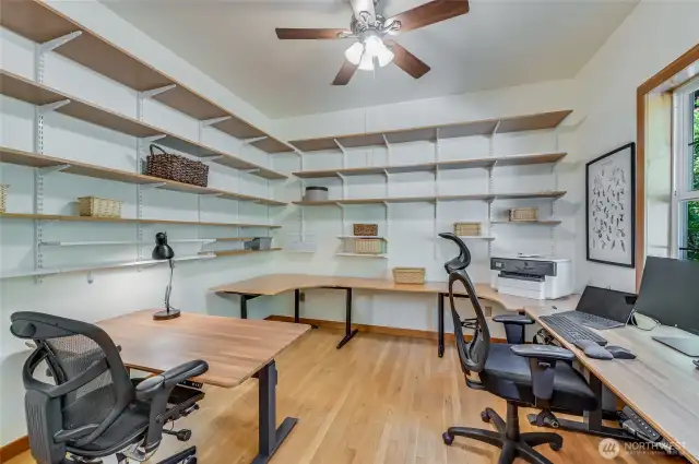 An office for two?  Shelves to store volumes of classic books, to be organized, to work from home...?