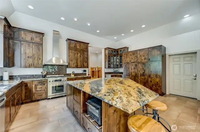 Kitchen with garage access; you can bring your groceries straight into the house, without difficulty from your auto.