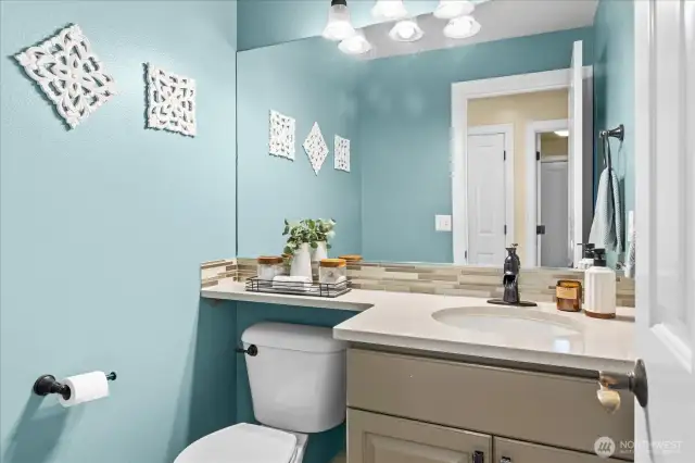 Main floor powder room - quartz counters here too!!