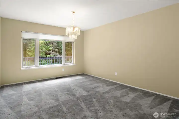 Dining room facing to back deck