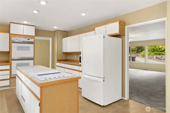 Kitchen from eat in area looking to the right towards the living room.